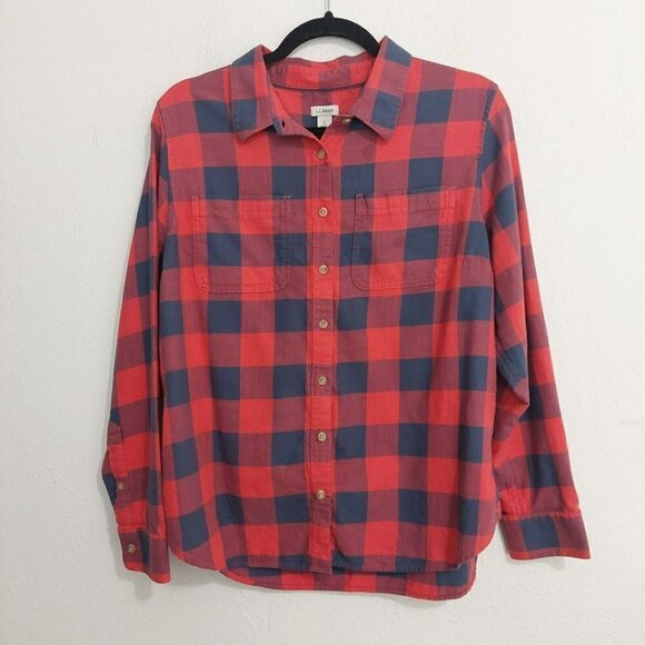LL Bean Shirt Women's Multicolor Plaid Long Sleeve Button Down Double Pockets PS - Picture 8 of 8